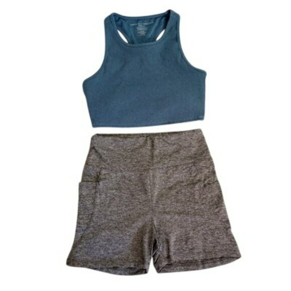 Two-Piece Womens Activewear M Stretchy Comfortable Pockets & Racerback Top - Picture 2 of 13